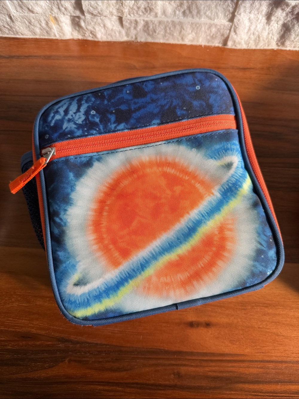 Pottery Barn Kids Blue and Orange Planet Print Lunchbox